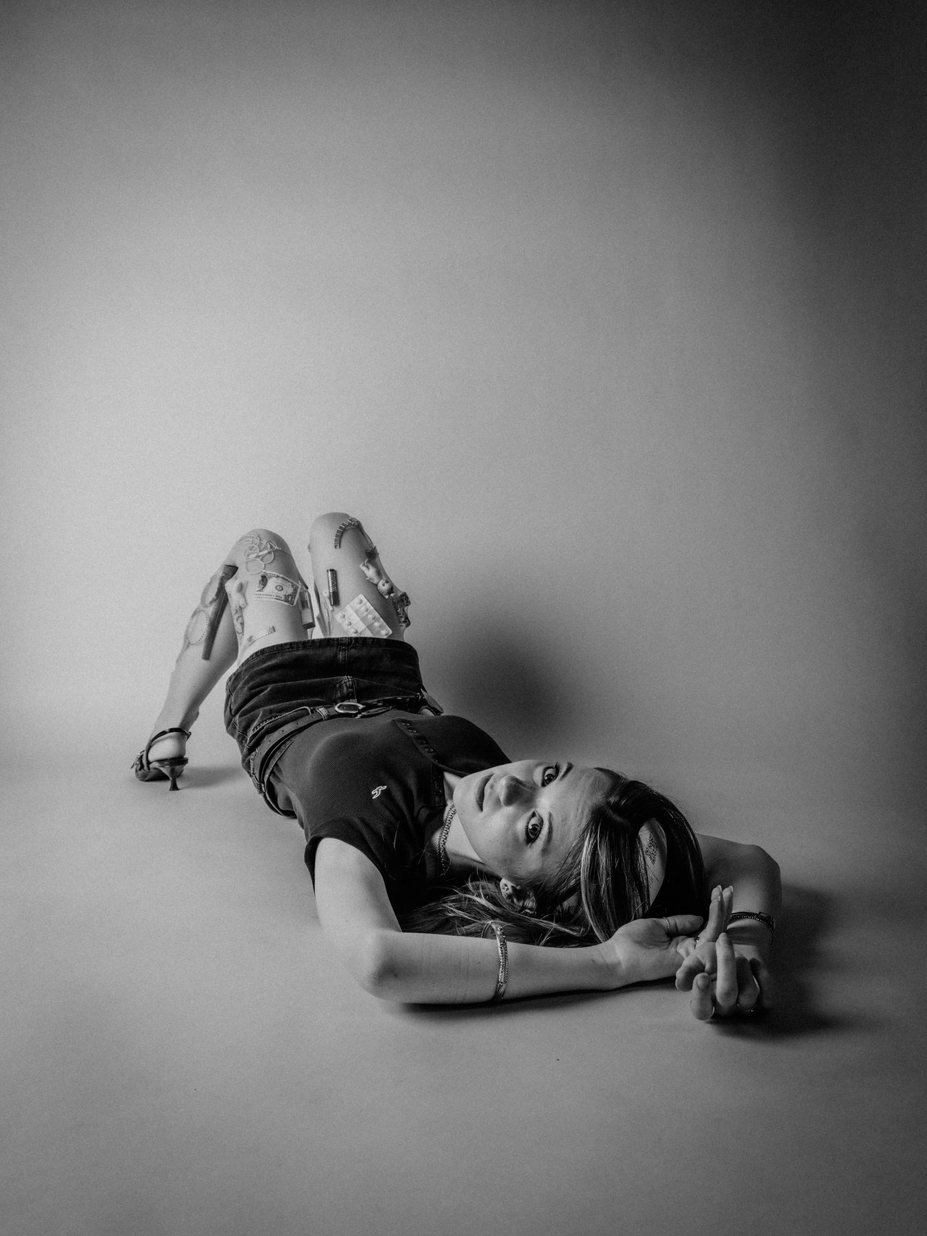 Reclining, monochrome