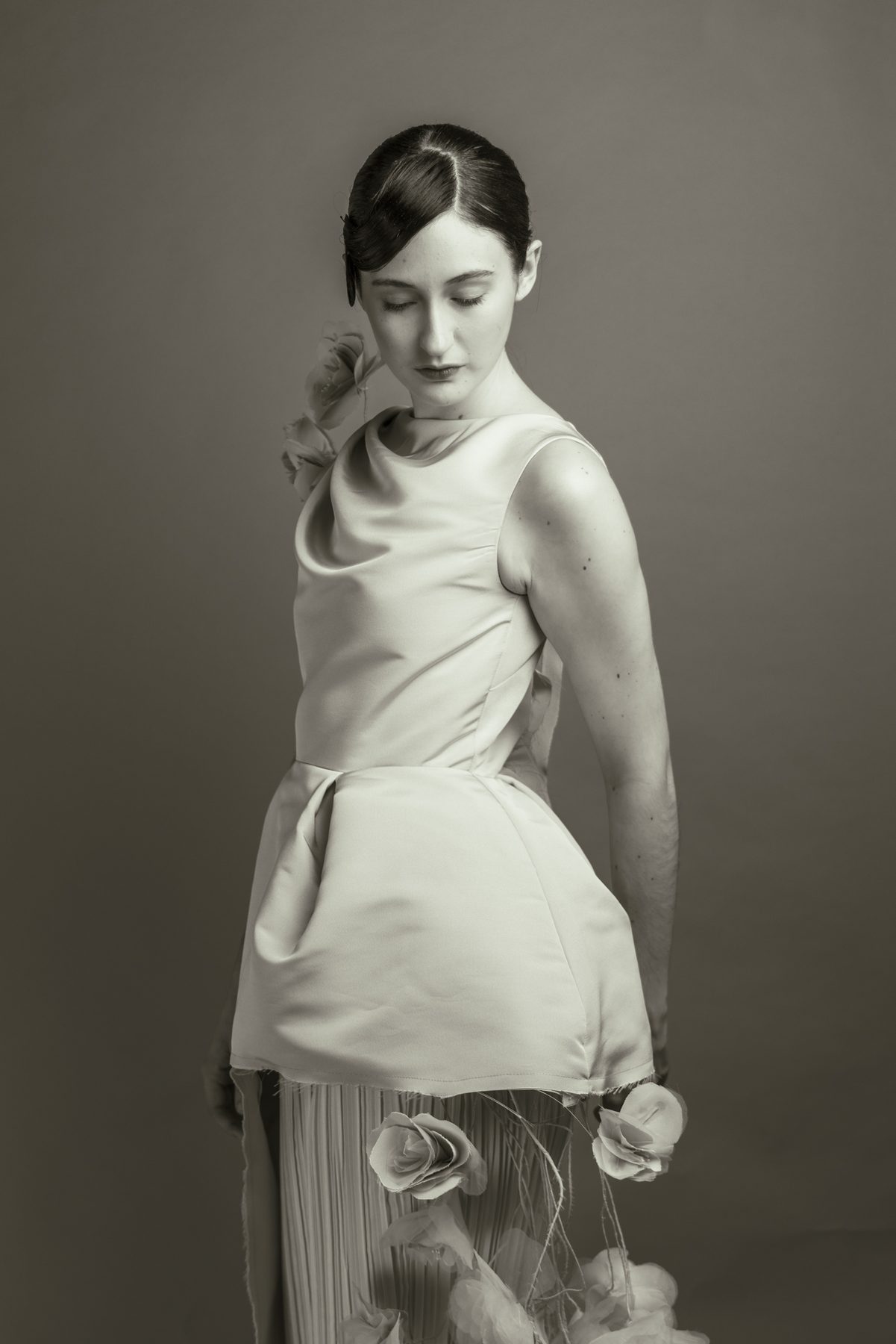 Satin bodice, monochrome